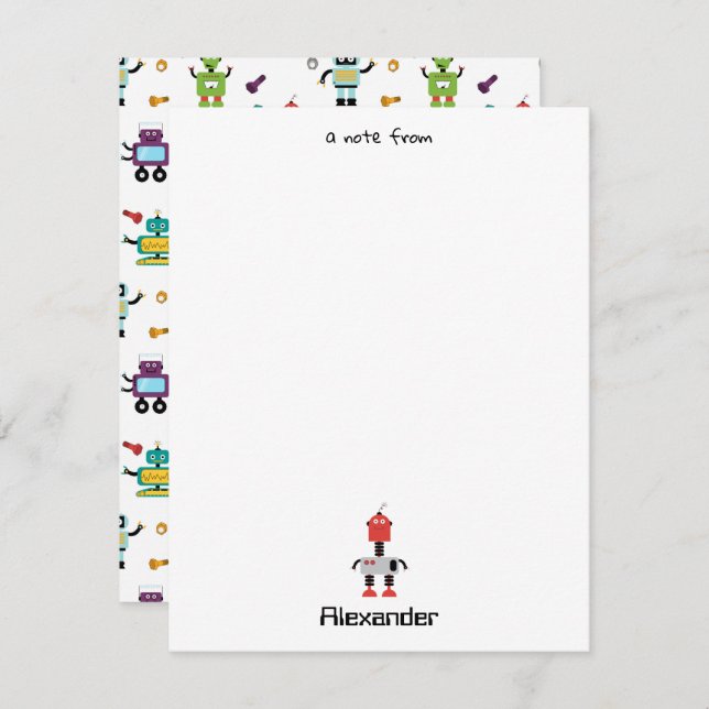 Niedlicher mehrfarbiger Roboter Kids Robot Individ Mitteilungskarte (Vorne/Hinten)