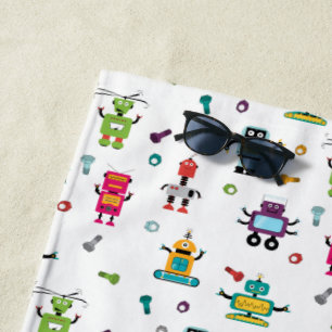 Niedlicher mehrfarbiger Roboter Kids-Roboter Strandtuch