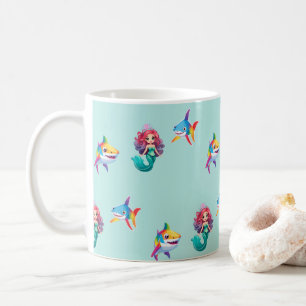 Niedlicher Mermaid Hai Regenbogen bunt Geburtstags Kaffeetasse