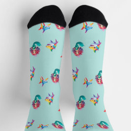 Niedlicher Mermaid Hai Regenbogen bunt Geburtstags Socken