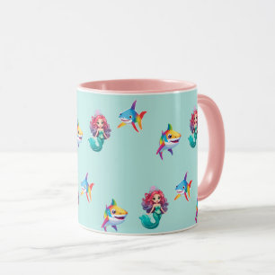Niedlicher Mermaid Hai Regenbogen bunt Geburtstags Tasse