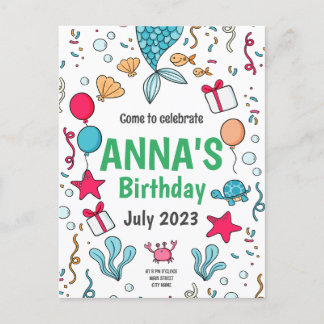 Niedlicher Mermaid-Schwanz, Mermaid zum Geburtstag Postkarte