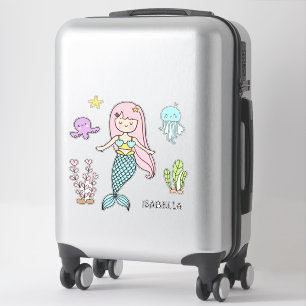 Niedlicher Mermaid Whimsical Girly Personalisierte Aufkleber