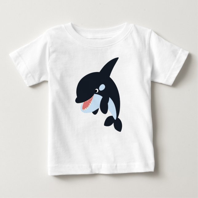 Niedlicher Merry Cartoon Killer Whale Baby T - Shi T-shirt (Vorderseite)
