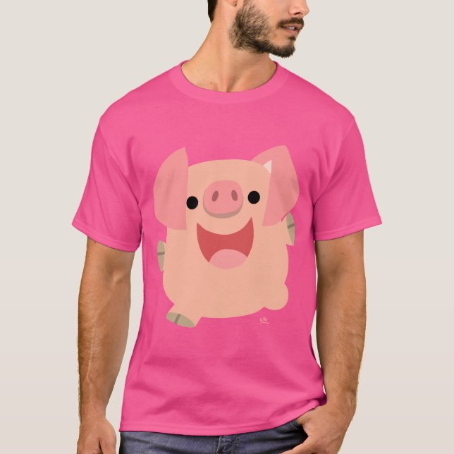 Niedlicher Merry Cartoon Pig T - Shirt (Vorderseite)