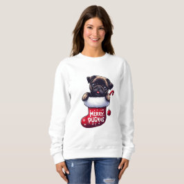 Niedlicher "Merry Pugmas" Weihnachts-Mops Sweatshirt