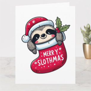 Niedlicher "Merry Slothmas" Weihnachtsfest Karte
