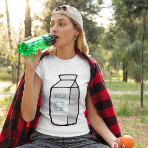 Niedlicher Milchkuh Cartoon Milchkarton Illustrati T-Shirt