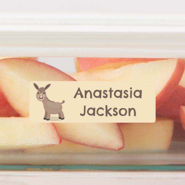 Niedlicher Mini-Esel-Cartoon personalisiert Etiketten (Befestigt)