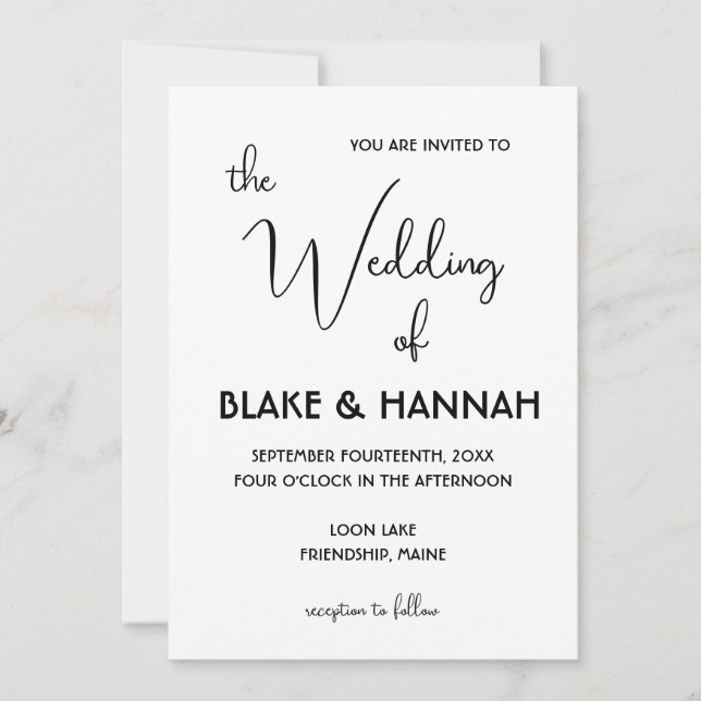 Niedlicher Minimal Boho Wedding Handgeschriebener  Einladung (Vorderseite)