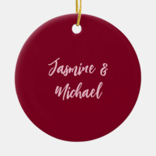 Niedlicher Minimalistischer Burgund-Rote Calligraf Keramik Ornament