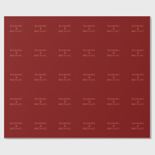 Niedlicher Minimalistischer Deep Red & Peach Name Geschenkpapier