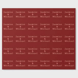 Niedlicher Minimalistischer Deep Red & Peach Name Geschenkpapier