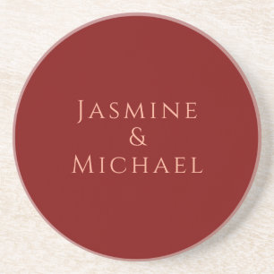 Niedlicher Minimalistischer Deep Red & Peach Name Getränkeuntersetzer