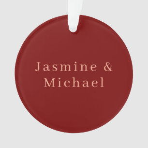 Niedlicher Minimalistischer Deep Red & Peach Name Ornament