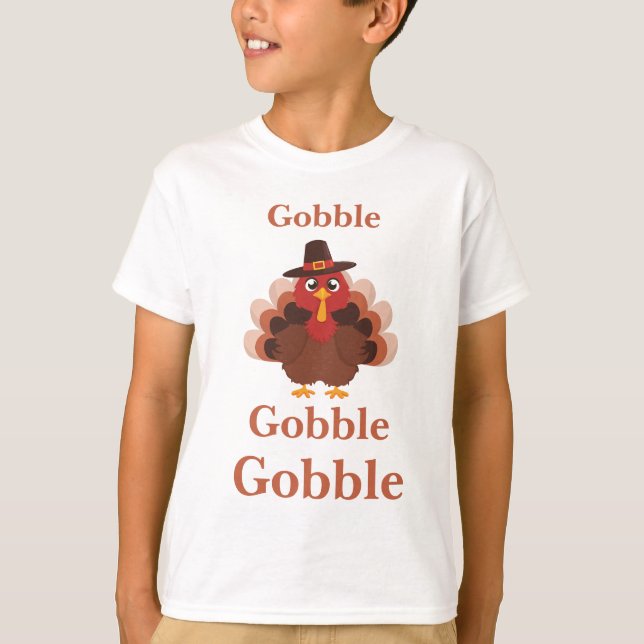 Niedlicher Minimalistischer Erntedank Funny Gobble T-Shirt (Vorderseite)