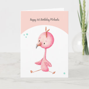 Niedlicher Minimalistischer Flamingo Rosa Erster G Karte