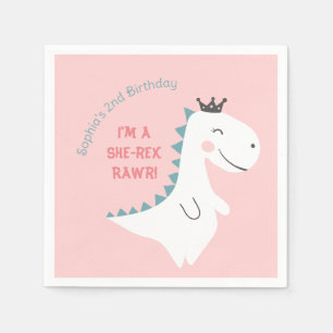 Niedlicher Minimalistischer Rosa Dino Dinosaurier Serviette