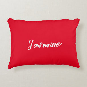 Niedlicher Minimalistischer Roter Kalligraphie Dekokissen