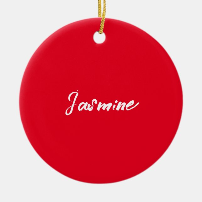 Niedlicher Minimalistischer Roter Kalligraphie Keramik Ornament (Vorne)