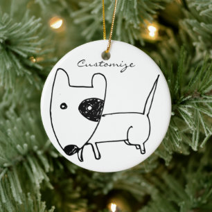Niedlicher Minimalistischer Schwarzaugen-Hund Thun Keramik Ornament
