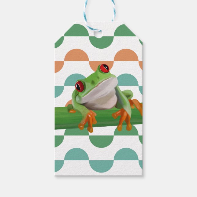 Niedlicher Mit Augen Baumfrosch mit farbenfroher G Geschenkanhänger (Vorderseite)