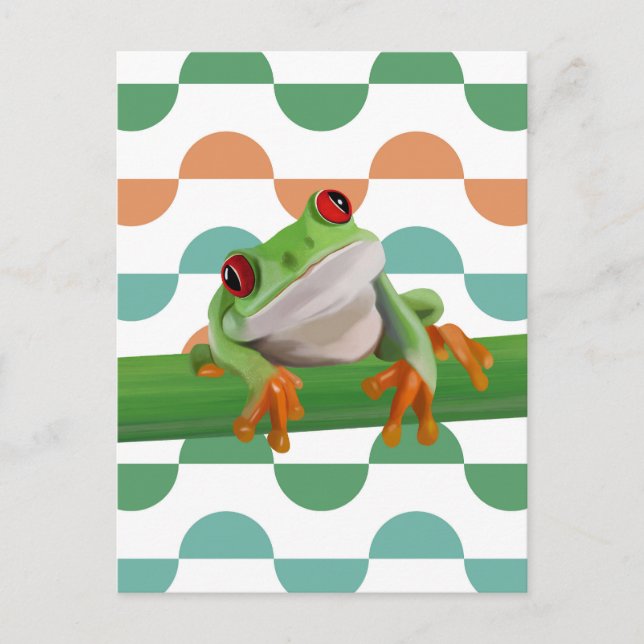 Niedlicher Mit Augen Baumfrosch mit farbenfroher G Postkarte (Vorderseite)