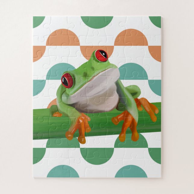 Niedlicher Mit Augen Baumfrosch mit farbenfroher G Puzzle (Vertikal)