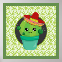 Niedlicher Mit Augen Kakteen in Red Sombrero