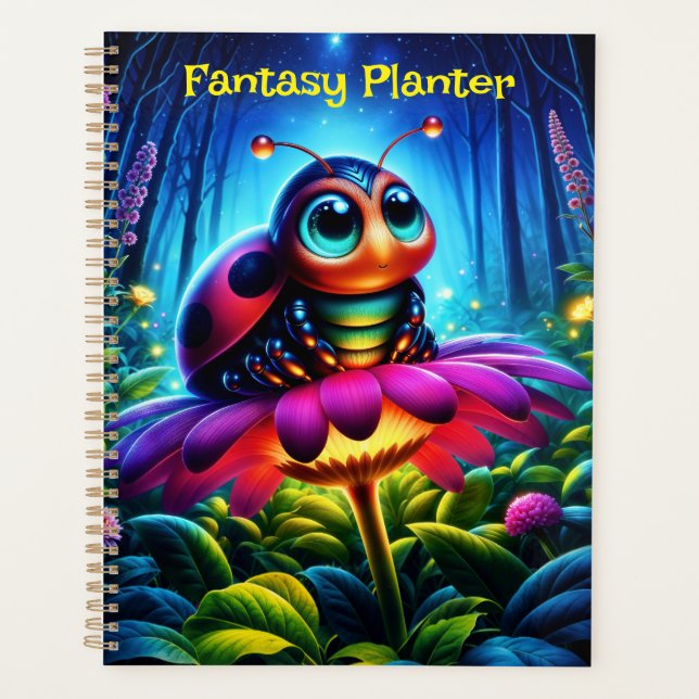 Niedlicher, mit Augen Ladybug mit einem mystischen Planer (Vorderseite)