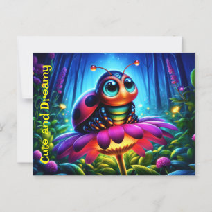Niedlicher, mit Augen Ladybug mit einem mystischen Postkarte