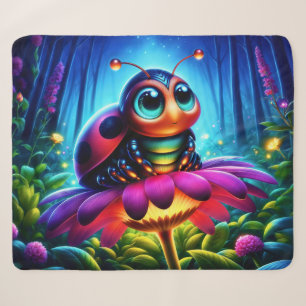 Niedlicher, mit Augen Ladybug mit einem mystischen Sherpadecke
