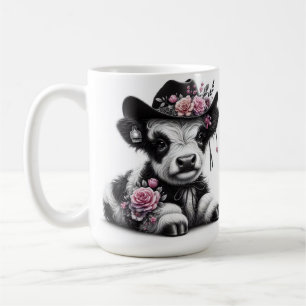 Niedlicher mit Blume verzierter Kälberhut Kaffeetasse