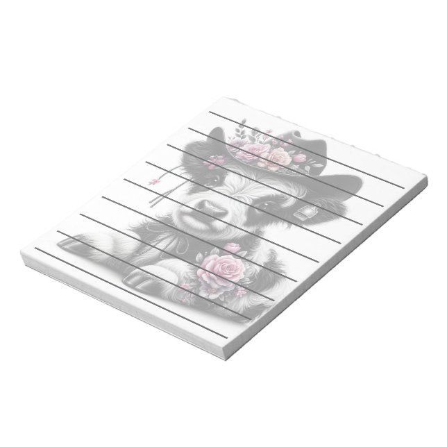 Niedlicher mit Blume verzierter Kälberhut Notizblock (Rotiert)