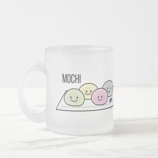 Niedlicher Mochi-Eiskremkuchen Japanischer grüner  Mattglastasse (Links)