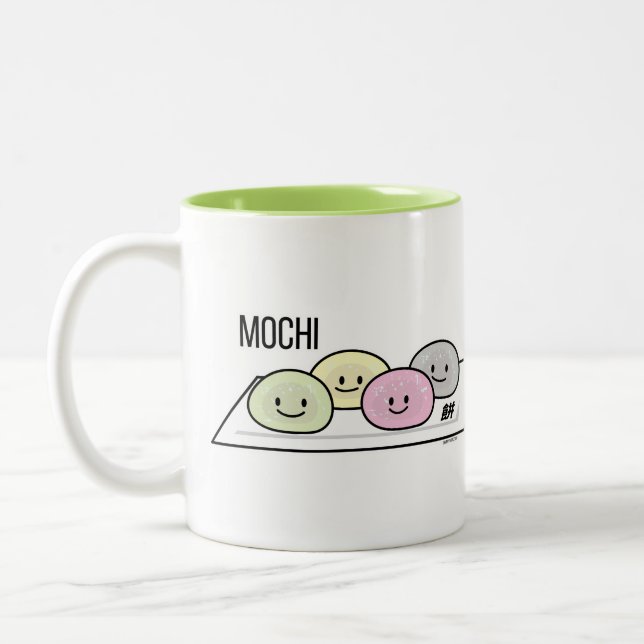 Niedlicher Mochi-Eiskremkuchen Japanischer grüner  Zweifarbige Tasse (Links)