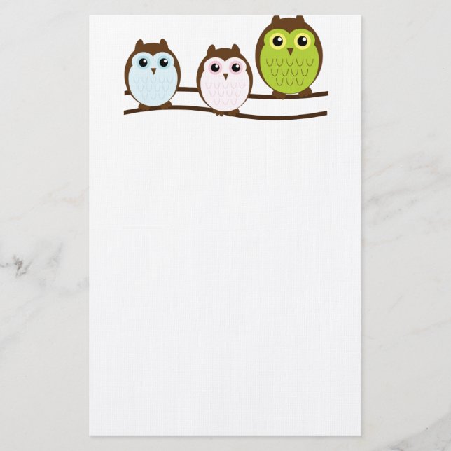 Niedlicher Modchic-noble Schicksals-Eule Briefpapier (Vorderseite)