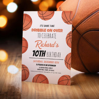 Niedlicher moderner Basketball-Kindergeburtstag Einladung