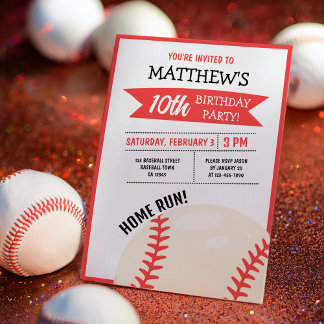 Niedlicher moderner Big-Baseball-Kindergeburtstag Einladung