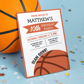 Niedlicher moderner Big Basketball Kindergeburtsta Einladung