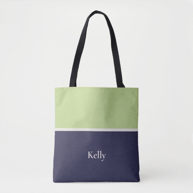 Niedlicher, moderner Blue Green Monogram Name (Vorderseite)