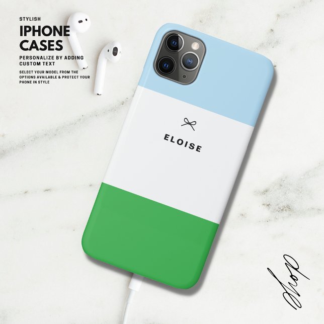 Niedlicher, moderner Bow-Grün- und Blauer Farbbloc Case-Mate iPhone Hülle (Von Creator hochgeladen)