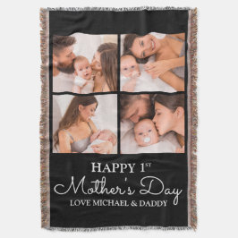 Niedlicher, moderner Fotocollage Happy First Mothe Decke