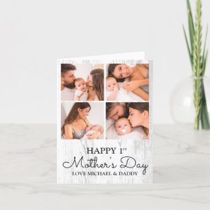 Niedlicher, moderner Fotocollage Happy First Mothe Feiertagskarte