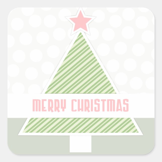 Niedlicher moderner froher Weihnachtsbaum Quadratischer Aufkleber (Vorderseite)