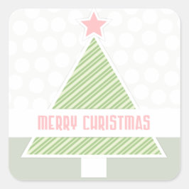 Niedlicher moderner froher Weihnachtsbaum Quadratischer Aufkleber