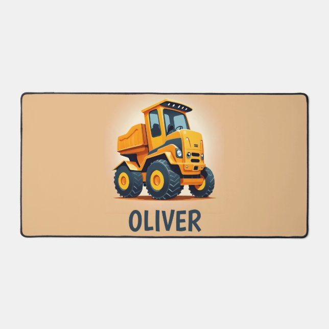 Niedlicher, moderner Gelbbauwagen Schreibtischunterlage (Vorderseite)