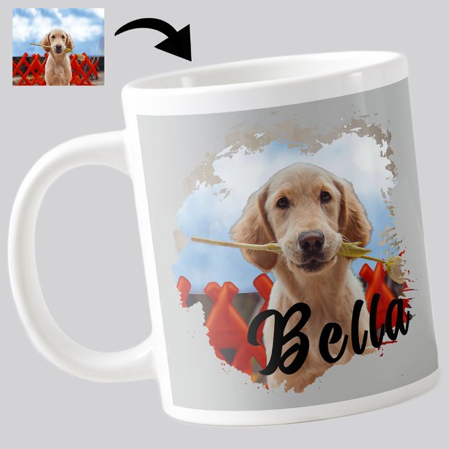 Niedlicher, moderner Grunge-Hund mit Eins-Kind-Lov Jumbo-Tasse (Von Creator hochgeladen)