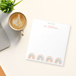 Niedlicher moderner Pastel Boho Rainbow-Lehrer Notizblock