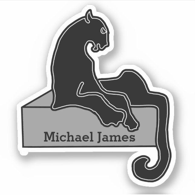 Niedlicher moderner Schwarzer Panther Name Aufkleber (Vorderseite)
